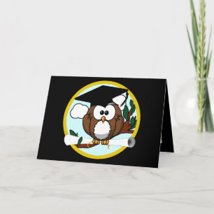 Carte Chouette de graduation en dessin mignonne avec Cas