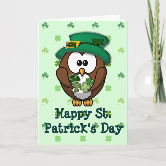 Carte Chouette de la Saint Patrick (Devant)