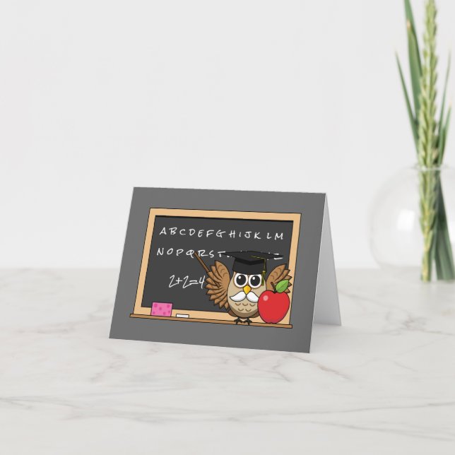 Carte Chouette de maître mignonne avec un dessin à la po (Devant)