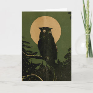 Carte Chouette vintage dans l'art de l'Halloween au clai