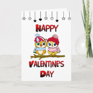 Carte Chouettes adorables   Saint-Valentin   Je t'aime  