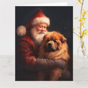 Carte Chow Chow avec Noël Festif du Père Noël