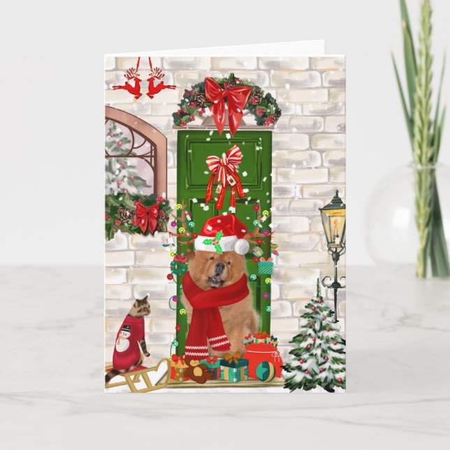 Carte Chow Chow Chien Noël (Devant)