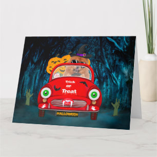 Carte Chow Chow Chig Conduire voiture effrayant Hallowee