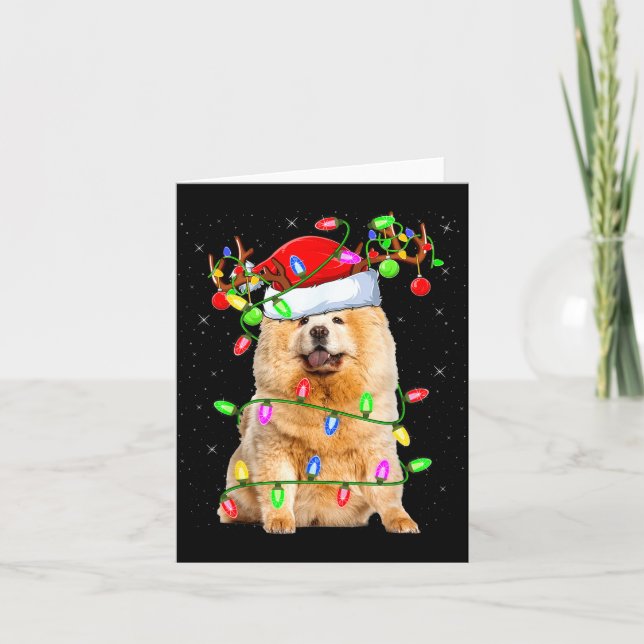 Carte Chow Chow Dog Lover Xmas Lighting Santa Chow Chow  (Devant)