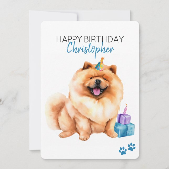 Carte Chow Chow Dog Personnalisé Joyeux Anniversaire App (Devant)