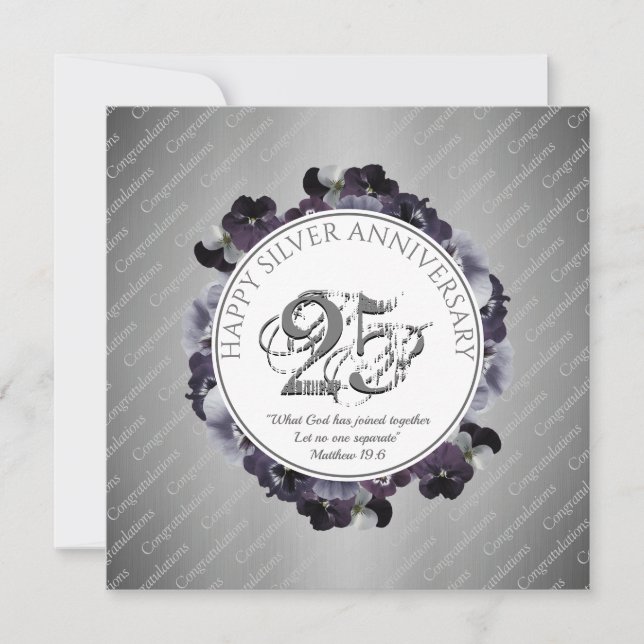 Carte chrétien | 25e anniversaire du Mariage d'ARGENT (Devant)
