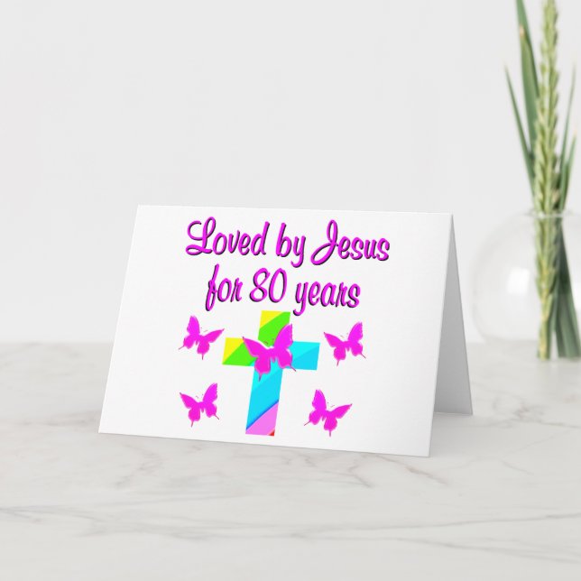 CARTE CHRÉTIEN 80E ANNIVERSAIRE CROSS DESIGN (Devant)