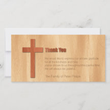 Carte chrétienne croisée en bois du Merci H de