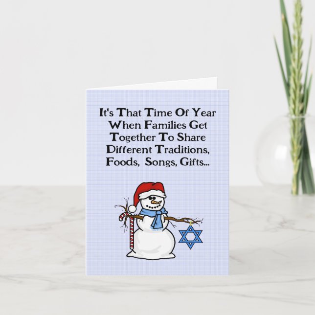 Carte Chrismukkah Snowman Funny Grey Card (Devant)