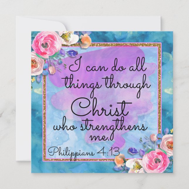 Carte Christ de l'écriture florale Aquarelle (Devant)