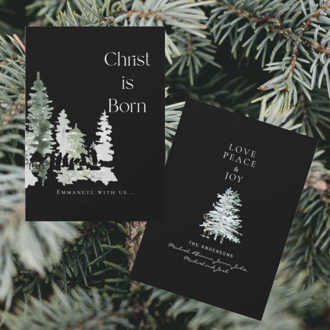 Carte Christ né Nativité chrétienne Noir (Créateur téléchargé)