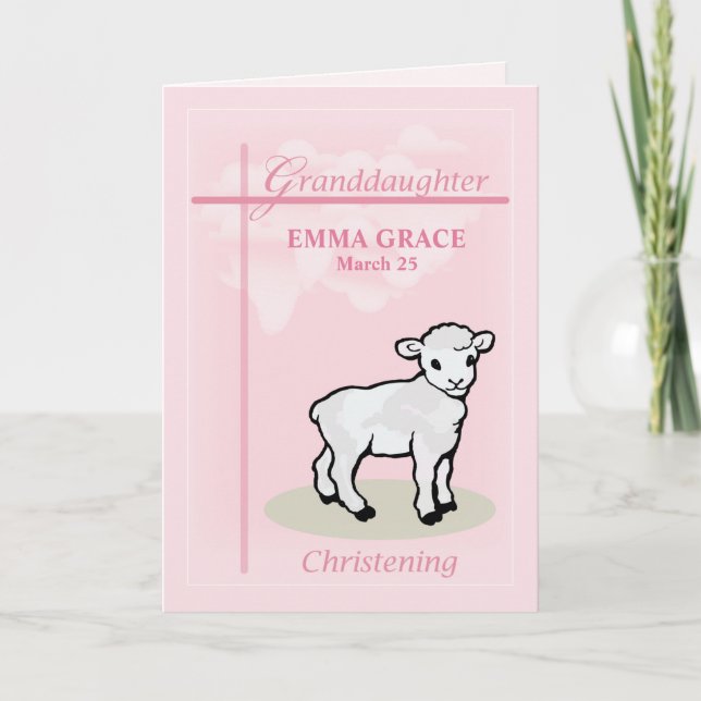Carte Christening Birthday Personalize Granddaughter (Devant)