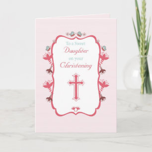 Carte Christening Sweet Daughter on Pink