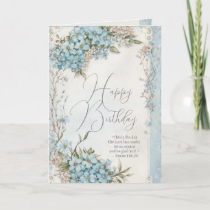 Carte Christian Birthday Blue Floral Scripture