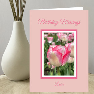 Carte Christian Birthday Pink Tulips