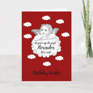 Carte Christian Cloud Angel Joyeux 80e Anniversaire Roug