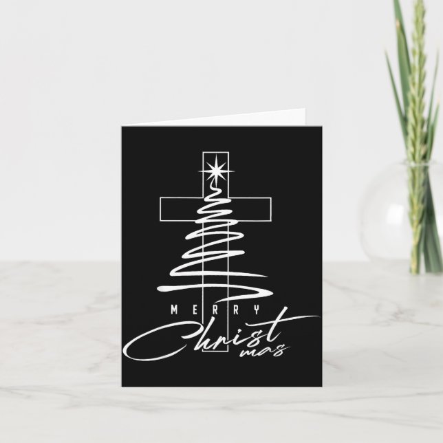 Carte Christian Cross Jesus Merry Christmas Xmas Tree Ho (Devant)