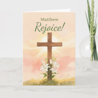 Carte Christian Easter Rejoice Personalized Name Gift