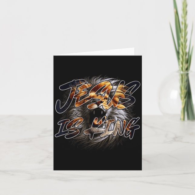 Carte Christian Jesus Is King With Striking Lion Of Juda (Devant)