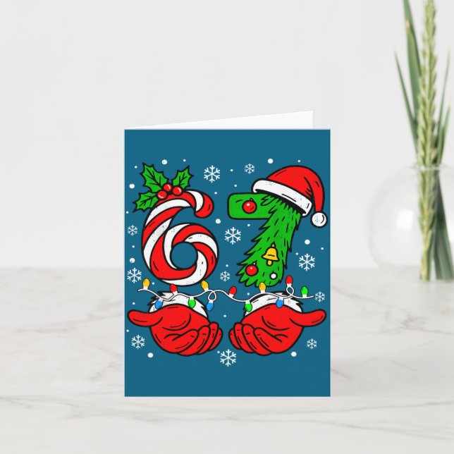 Carte Christmas 67 Candy Cane Six Seven Meme Lights Sant (Devant)