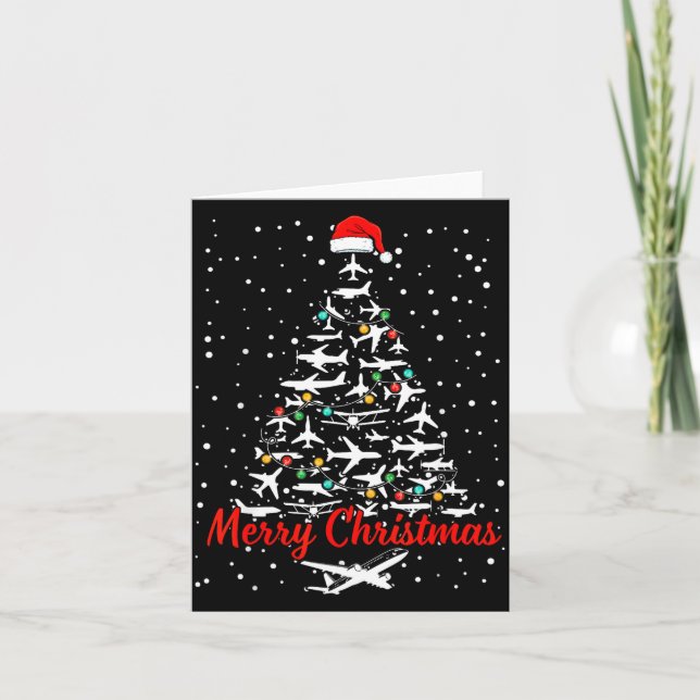 Carte Christmas Airplanes Tree Lots Merry Christmas Men  (Devant)