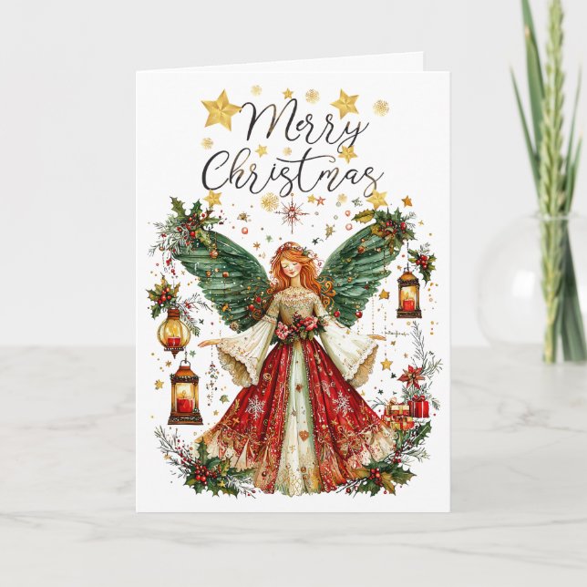 Carte Christmas Angel & Lightened lanterns. Christmas (Devant)