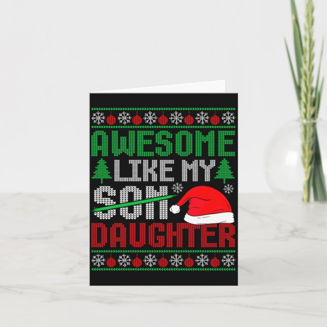 Carte Christmas Awesome Like My Daughter Santa Hat Ugly  (Devant)