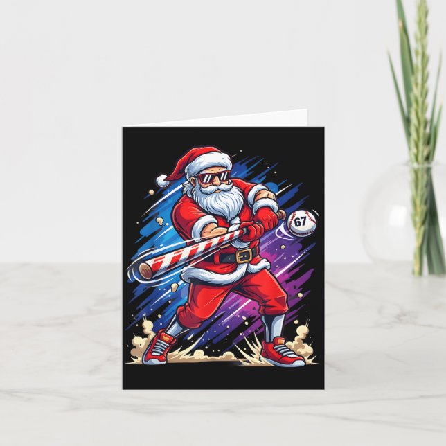 Carte Christmas Baseball Funny Santa Game Day Xmas Boys  (Devant)