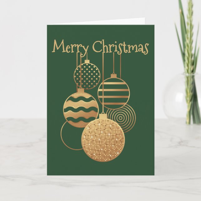 Carte Christmas Bauble design with greeting green blank (Devant)