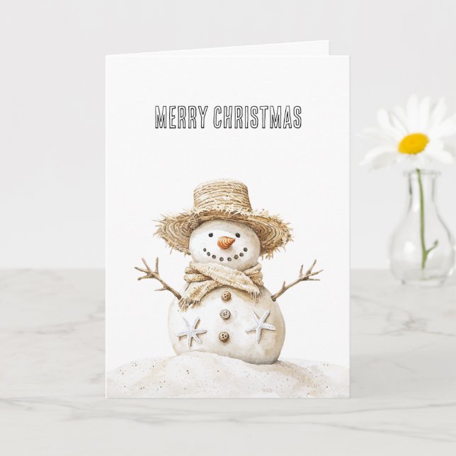 Carte Christmas Beach Starfish Snowman (Petite plante)