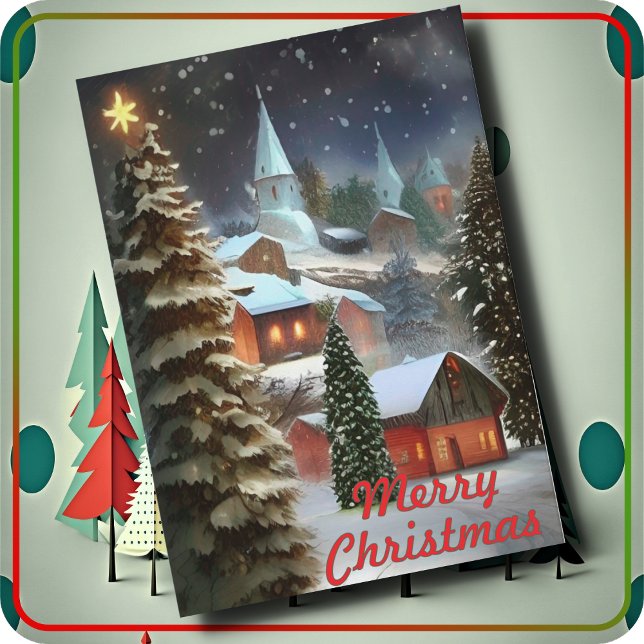 Carte CHRISTMAS CARD - Snow-covered Christmas Village (Créateur téléchargé)