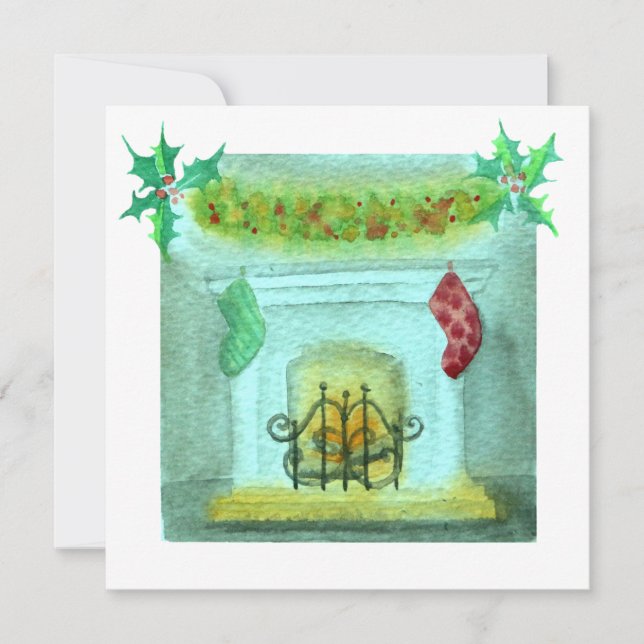 Carte Christmas Card With A Fireplace (Devant)