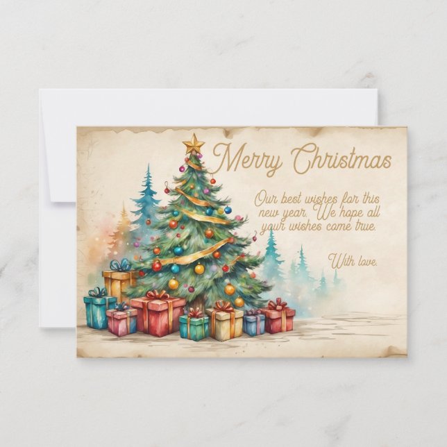 Carte Christmas Card With Decorated Tree and Gifts (Devant)