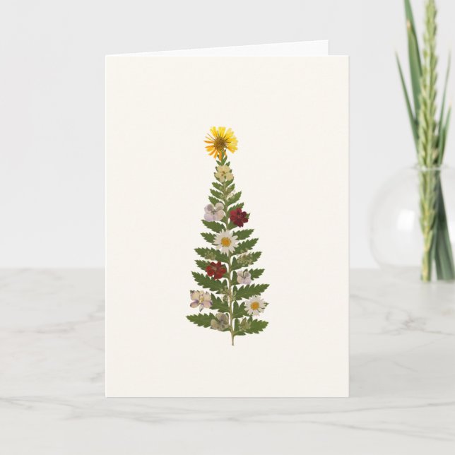 Carte Christmas Card with Pressed Flower Tree (Devant)
