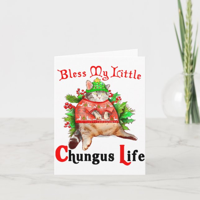 Carte Christmas Cat Bless My Little Funny Cat Life Cat M (Devant)