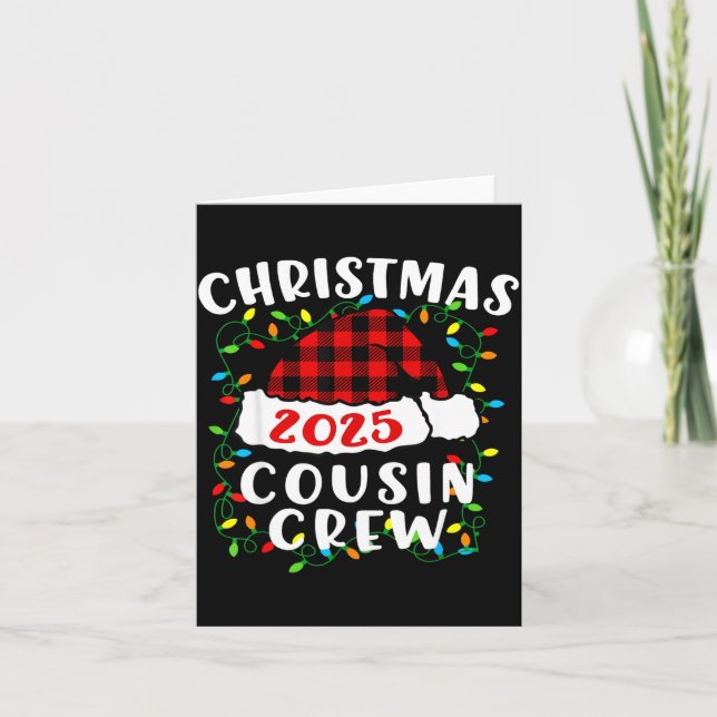 Carte Christmas Cousin Crew 2025 Plaid Santa Hat Xmas Li (Devant)