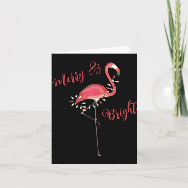 Carte Christmas Cute Nk Flamingo String Lights T Shirt  (Devant)