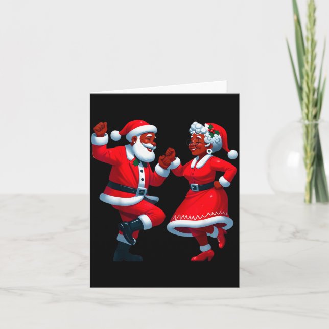 Carte Christmas Dancing Black African American Santa Mrs (Devant)