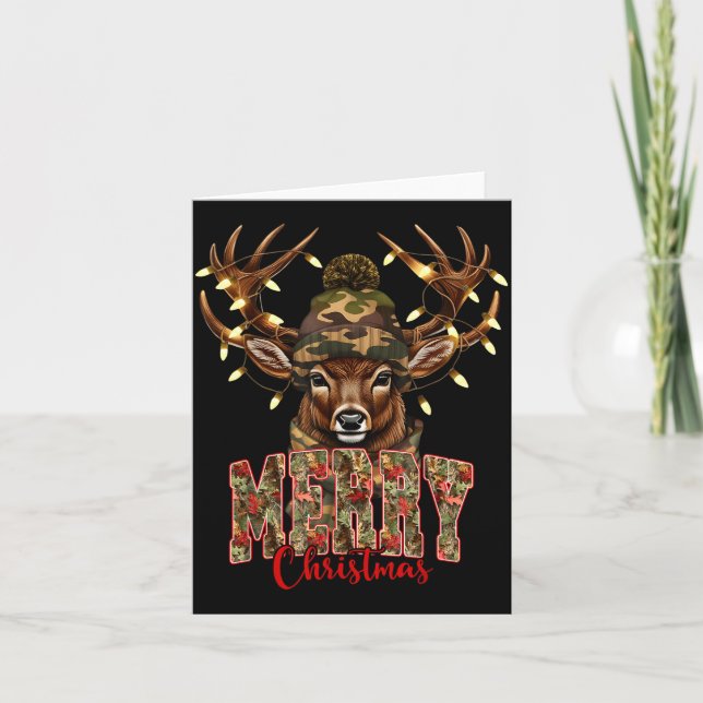 Carte Christmas Deer Camouflage Hunting Camo Reindeer &a (Devant)