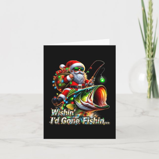 Carte Christmas Funny Fish Santa Fishing Merry Fishmas  (Devant)