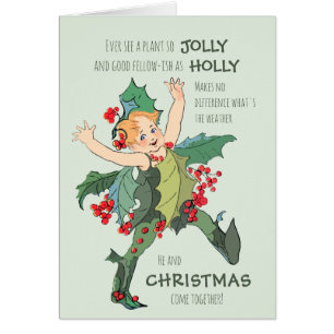 Carte Christmas Holly enfant Elizabeth Gordon CC05