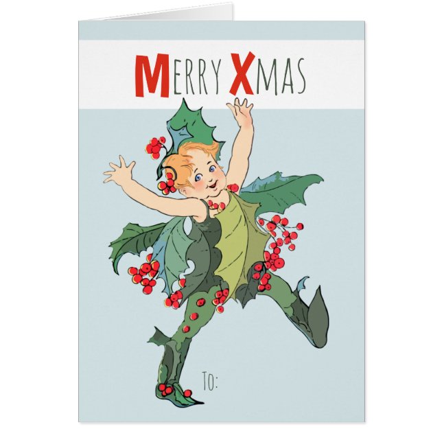 Carte Christmas Holly enfant Elizabeth Gordon CC05 (Devant)