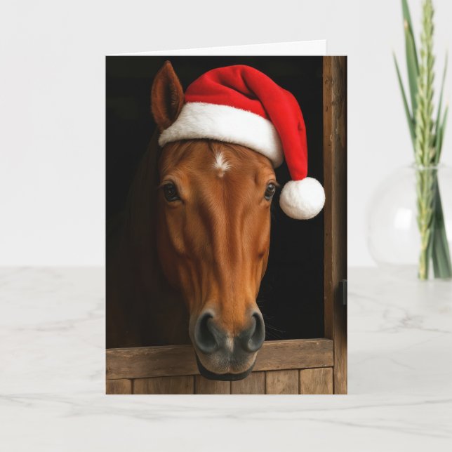 Carte Christmas Horse In Stable Window (Devant)