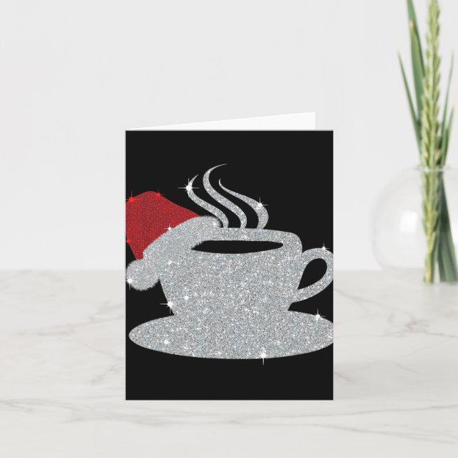 Carte Christmas Hot Coffee Cup Santa's Hat Xmas Holidays (Devant)