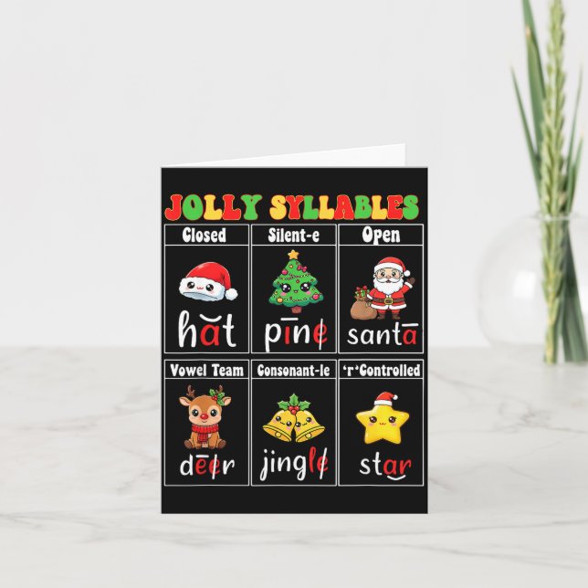 Carte Christmas Jolly Syllables Teacher Students Funny S (Devant)
