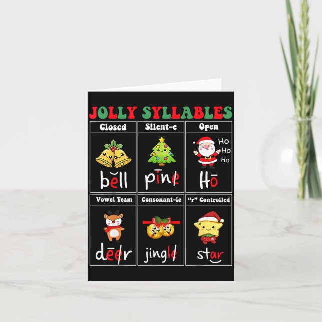 Carte Christmas Jolly Syllables Teacher Students Funny S (Devant)