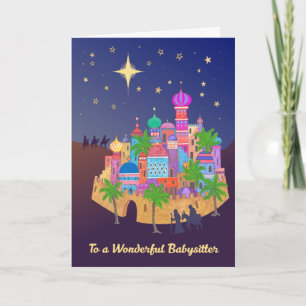 Carte Christmas Joy Bethlehem pour Babysitter Card