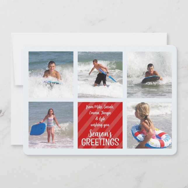 Carte Christmas Multi 5 Photo Collage Cardinal Rouge (Devant)