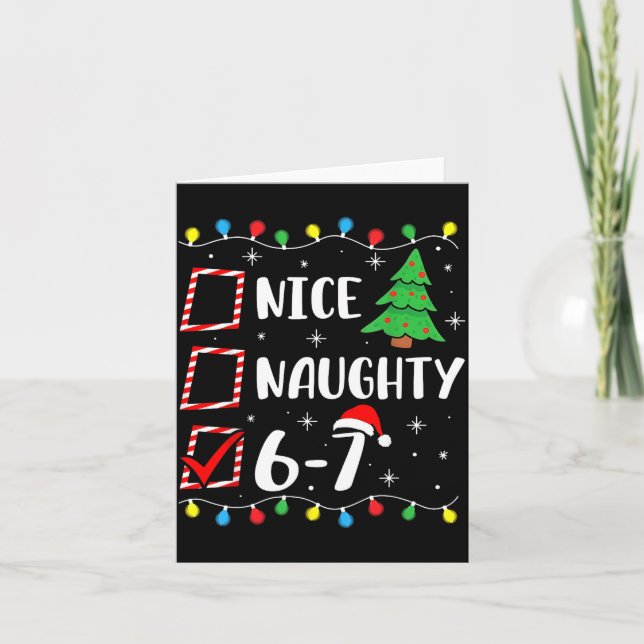 Carte Christmas Nice Naughty 67 Brainrot Funny 6-7 Meme  (Devant)